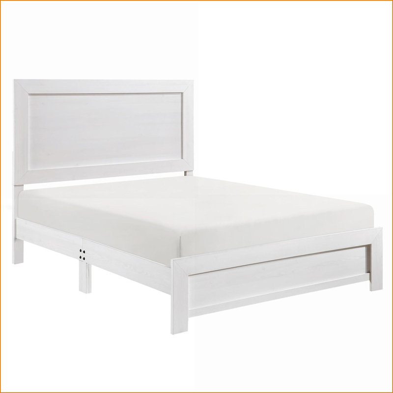 Cadre de lit grand format en faux bois avec finition blanche - Comprend les rails de la tête de lit - Mobilier de chambre à coucher