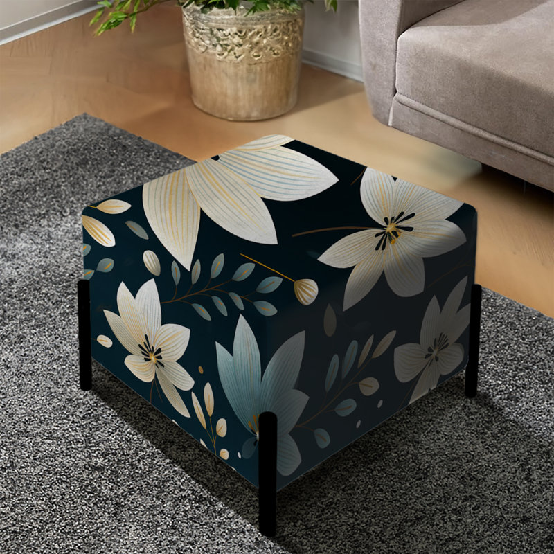 Beige motif floral harmonie côtière - repose-pieds carré floral