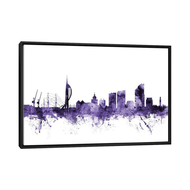 «Portsmouth, England Skyline» par Michael Tompsett, impression sur toile tendue, H 18 po x l 26 po x P 1,5 po, Pas de tapis