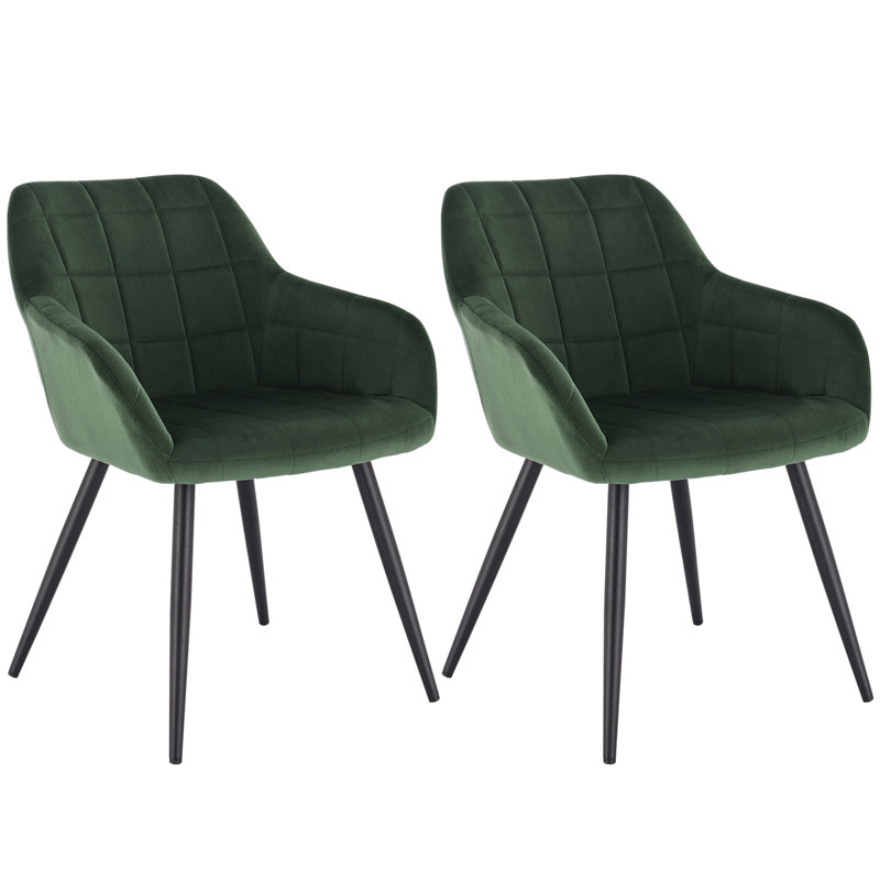 Palumbo Upholstered Dining Chair, 2, Dark green, Black