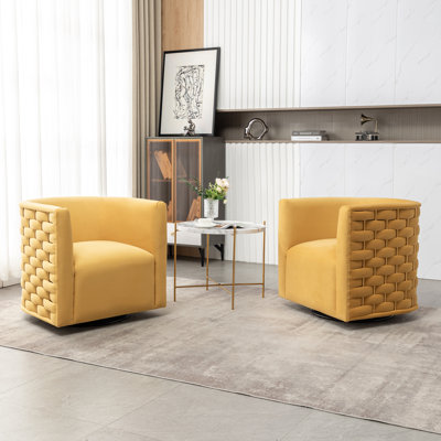 Occie Velvet Swivel Barrel Chair