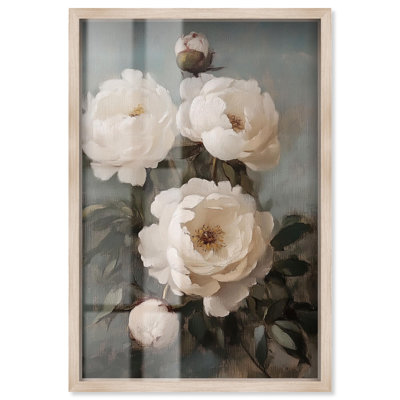 Décoration murale ferme Blooms of Bygone Days II Shadowbox Print par Art Remedy, cadre blond, 31 x 46