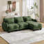 Canapé en L Chenille avec 1 repose-pieds mobile, canapé modulaire surdimensionné à 3 places avec 3 coussins de taille exquise, conception ergonomique, canapé modulaire facile à assembler pour le bureau du salon, vert-133907348-133907350