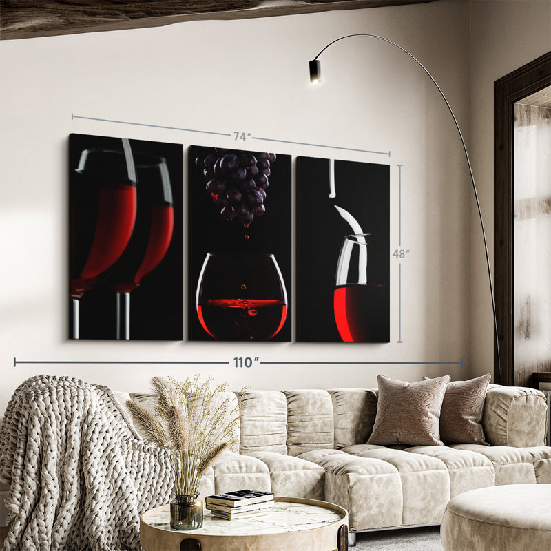 «Red Wine Life», 3 pièces, H 48 po x l 74 po
