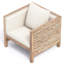 Chaise d'appoint entièrement assemblée avec finition grain de bois vieilli et accoudoirs garnis de têtes de clou-337343049