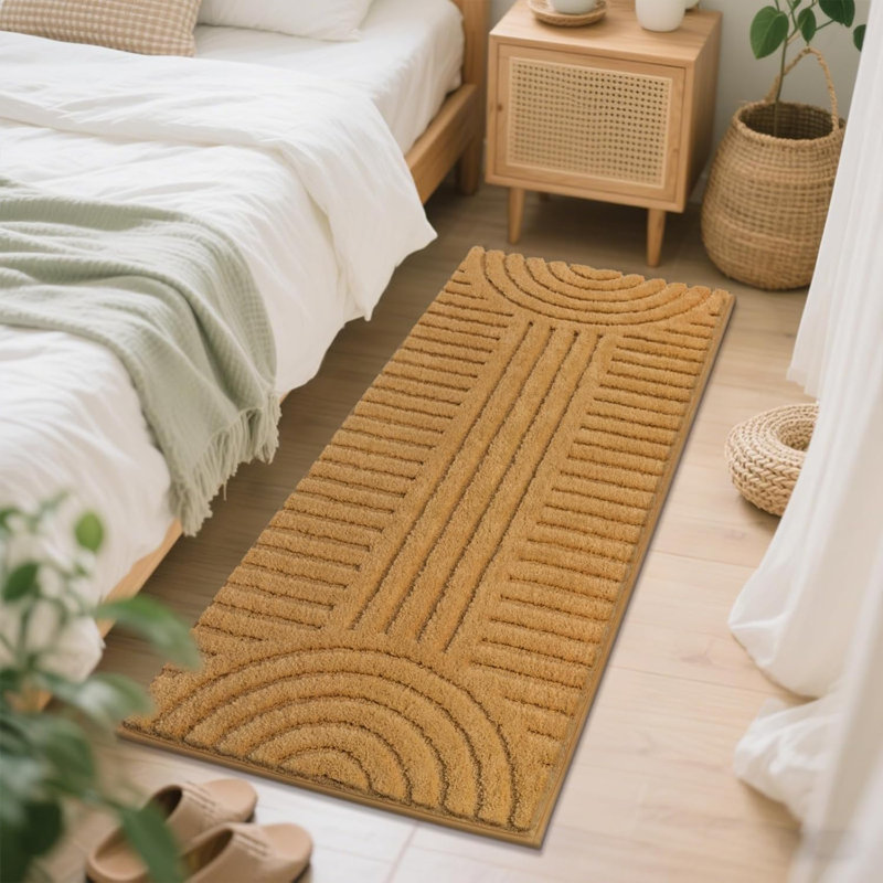 Tapis de bain doux antidérapant Tapis de salle de bain Boho Tapis en microfibre absorbant pour salle de bain Tapis de bain à poils longs lavables à la machine