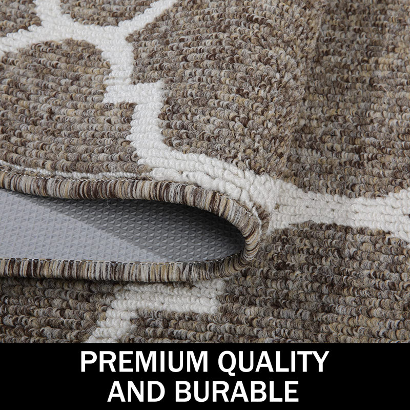 Premium Indoor Outdoor, Non-Slip Absorbent, Resist Dirt, Machine Washable, Entry Decor Rug, 38.1cm W x 61cm L, Khaki