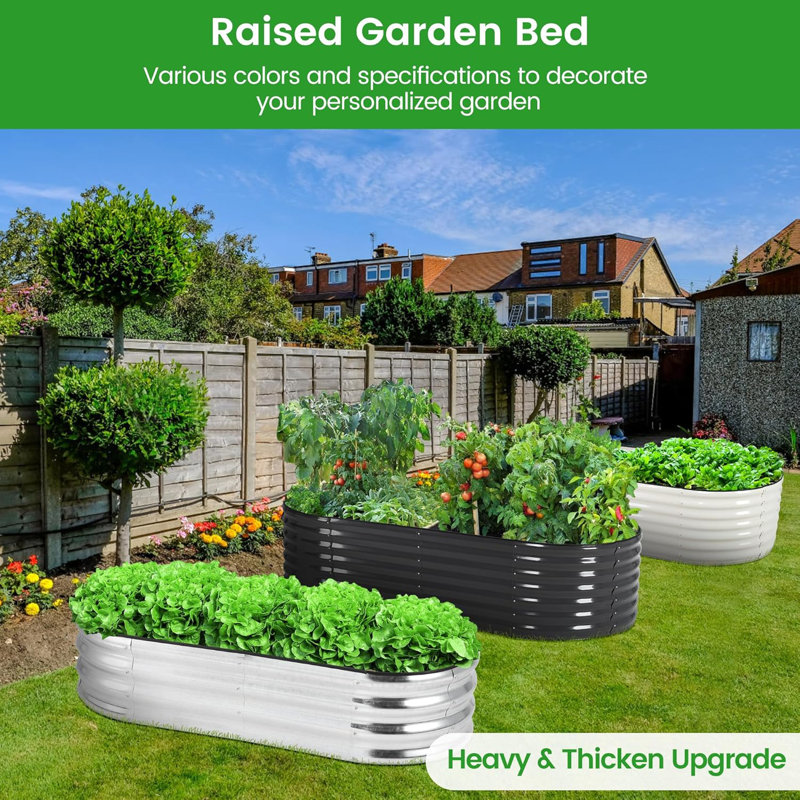 2 pièces Lit de jardin surélevé Jardinière surélevée Boîte à fleurs galvanisée Base ouverte pour légumes, fleurs, fruits - 4,5 x 2 x 1 pi