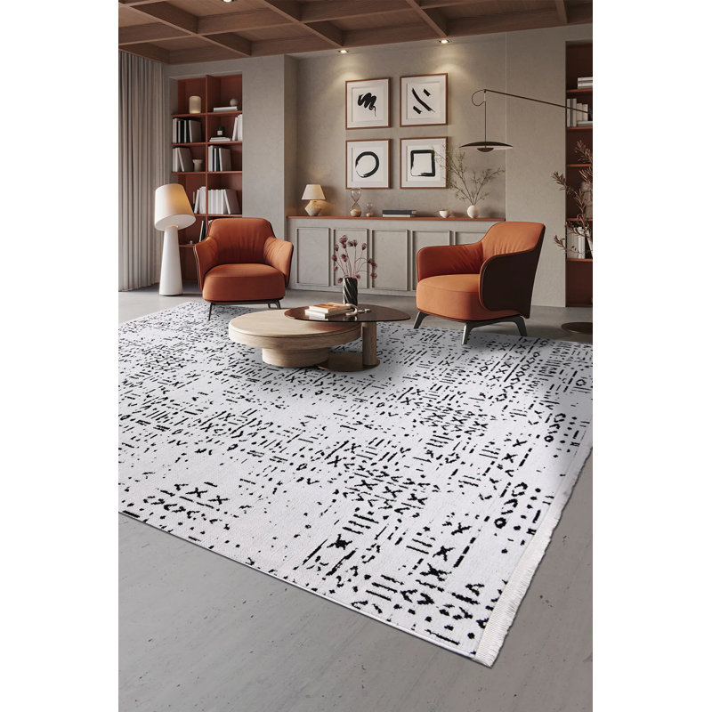 Tapis blanc en polyester antidérapant Luxia facile à nettoyer, 6,5 pi x 9,5 pi