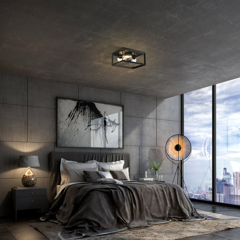 Nox 13" Industral 3 light ceiling flush light black