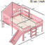 Lit mezzanine pleine grandeur rose avec toboggan, maisonnette en forme d'étoile en forme de lune, fenêtre et glissade à éclairage à DEL pour une pièce de détente ludique-130164969-130164971