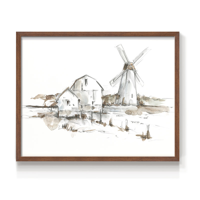 Old Mill Farm I - reproduction encadrée - réarmable, H 22 po x l 28 po, Noyer
