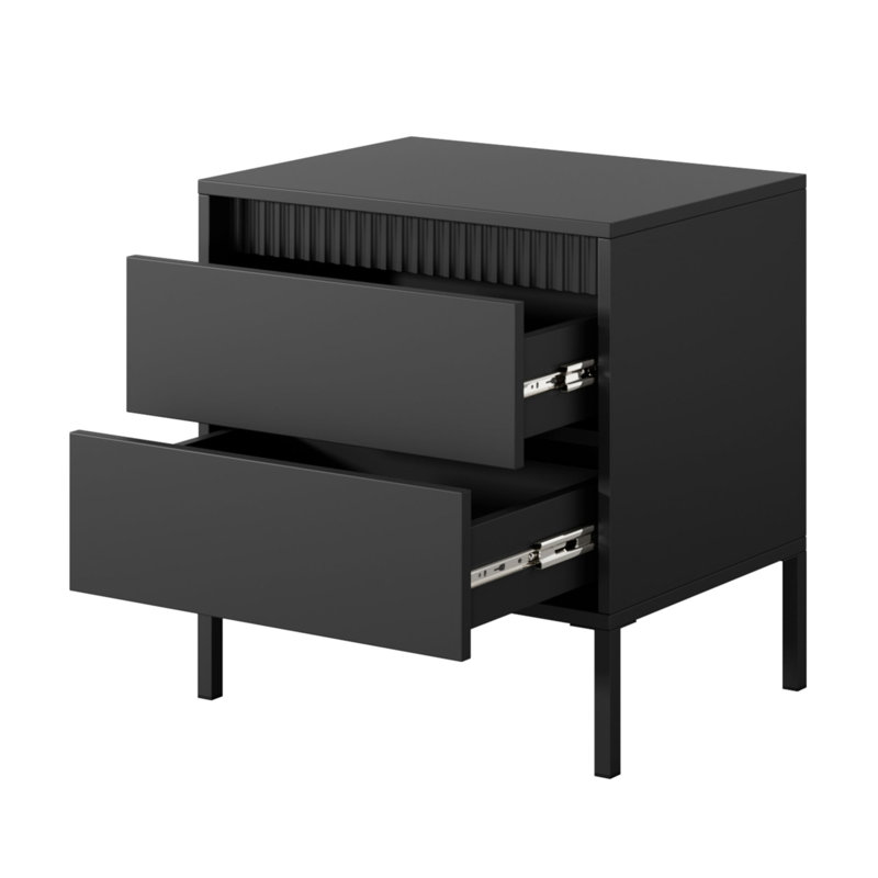53cm W Metal Bedside Table, Black