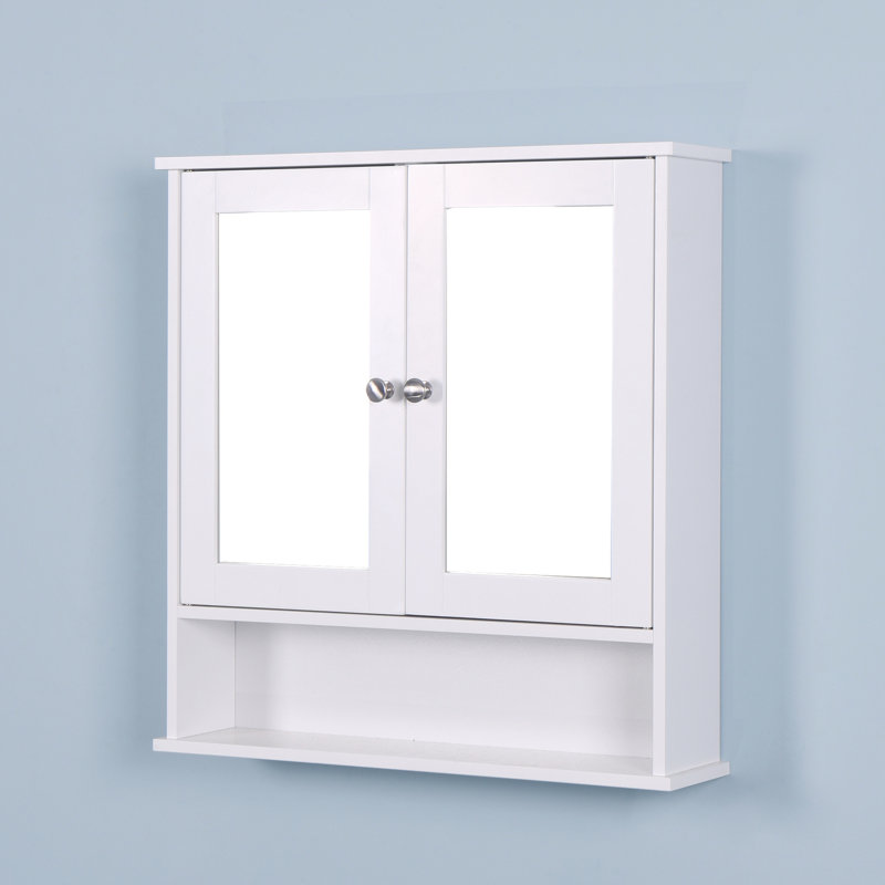 Armoire de rangement blanche contemporaine avec miroirs et armoire murale contemporaine à 2 portes
