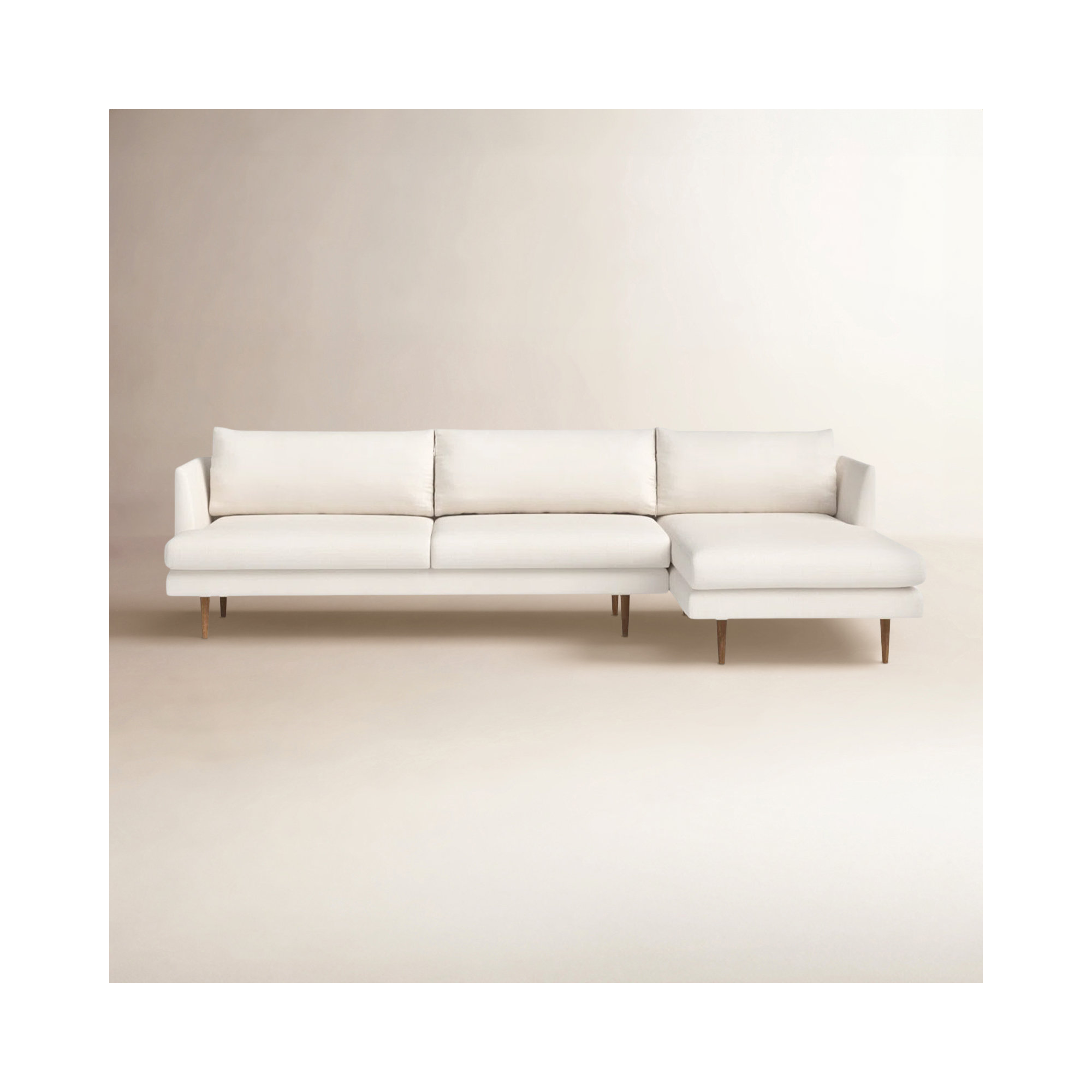 Miller 2 - Piece Upholstered Chaise Sectional, Ivory Polyester Blend, Right Hand Facing