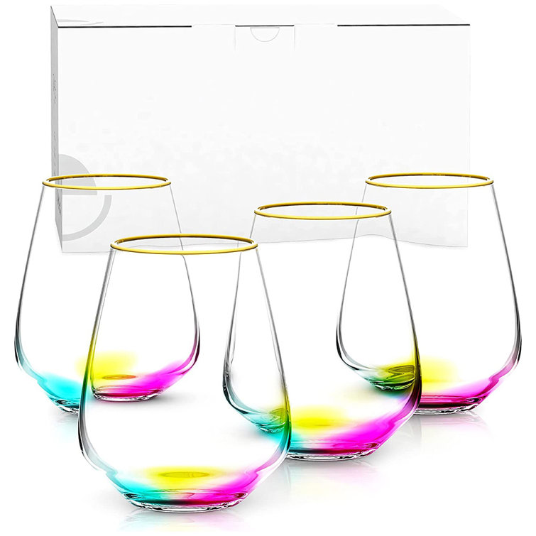 Stemless Wine Glasses in Rainbow Colors. Hand Blown Glass Cocktail , Sangria  Glasses. Handmade Drinking Glasses. Wedding Registry Gifts 