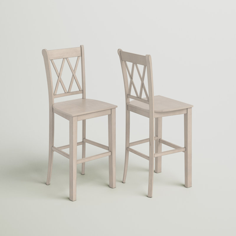 Fortville Solid Wood Counter/Bar Stool, Antique White, Bar Stool (29" Seat Height)