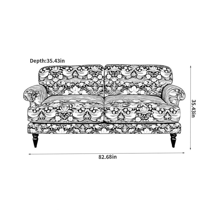 Canapé rétro en tissu décontracté, H 35,43 po x l 82,68 po x P 35,43 po