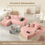 Canapé modulaire en velours côtelé avec causeuse et méridienne 3 pièces sans assemblage Seren-1827831042-1837701664