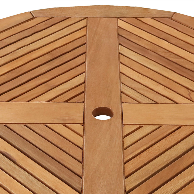 Friedrich 42.75" Round Meranti Wood Outdoor Dining Table