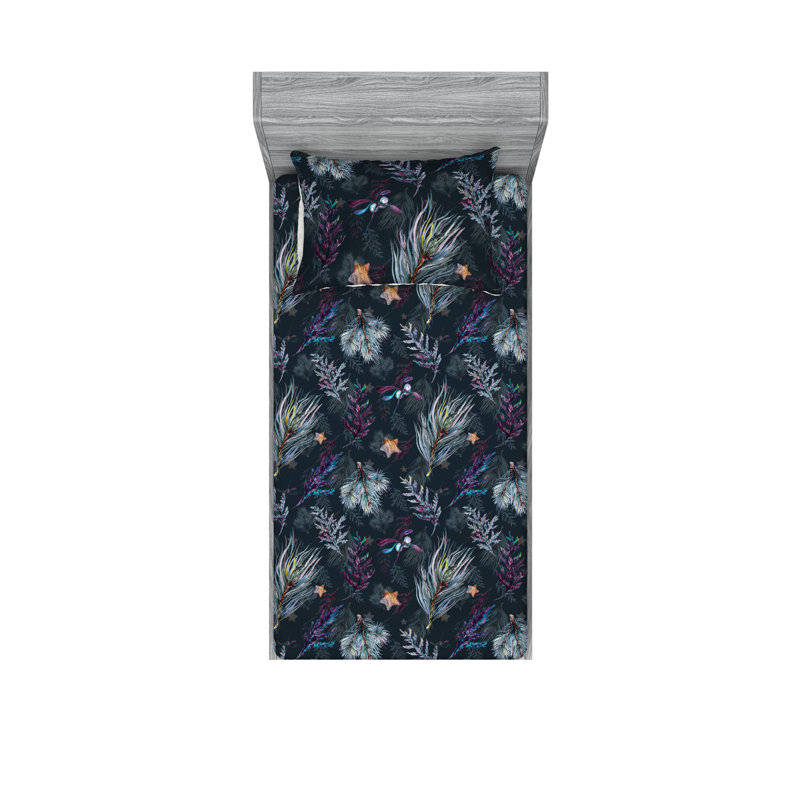 Drap-housse et taies décoratives 3 pièces Ambesonne, Ensemble de draps pour lit simple avec 1 taie d'or