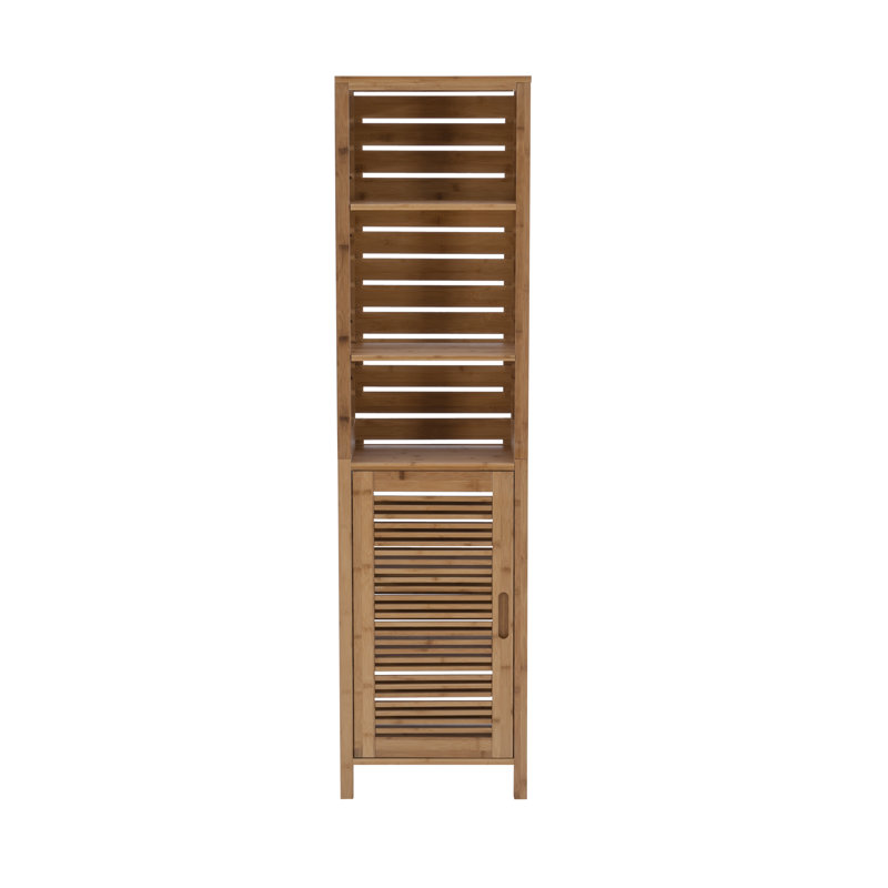 Armoire à linge autoportante en bois de bambou massif Ayden