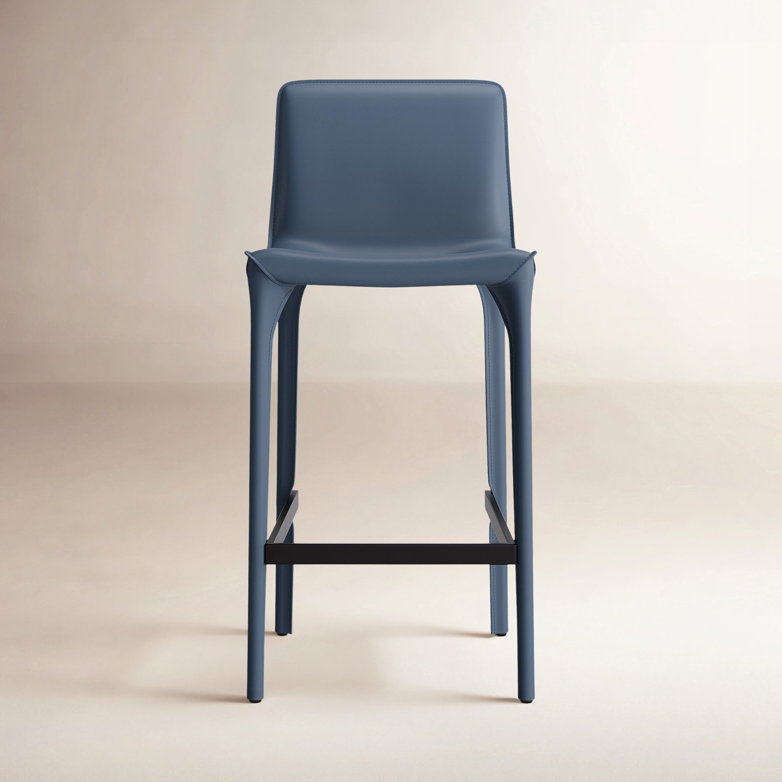 Vannes Vegan Leather Barstool, Blue, 3