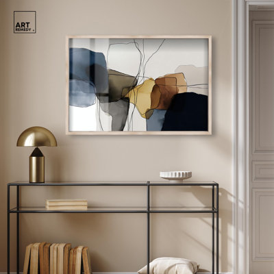 Décoration murale de bureau connectée «Connectioned Colors II Shadowbox» par Art Remedy, cadre noir, 45 x 30