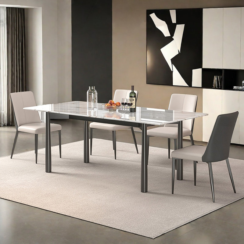 Light Microlite Rectangular Dining Table Sets, 7, 29.5"H x 55"L x 31.5"W