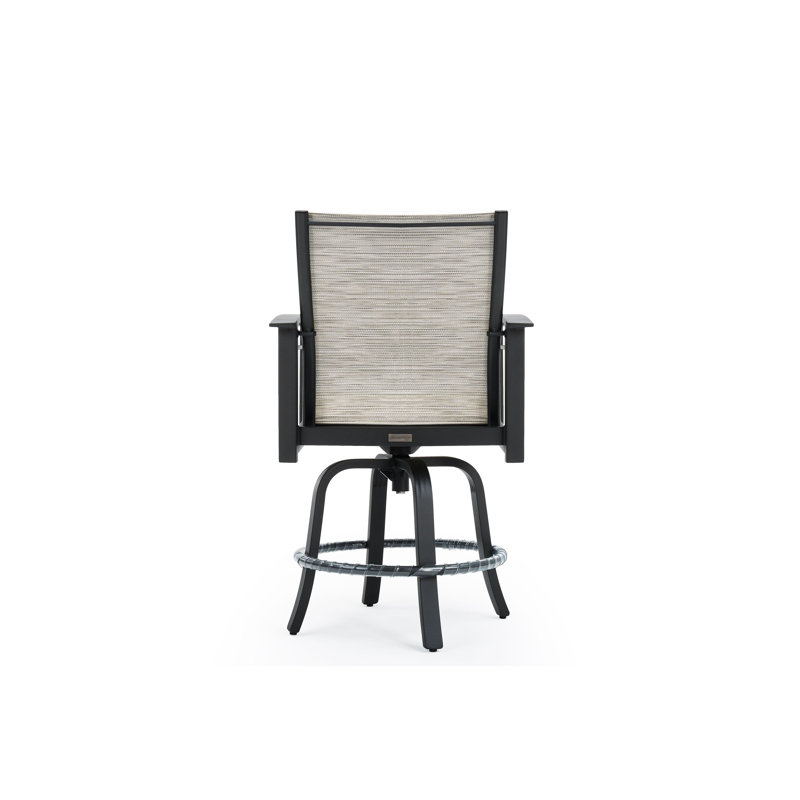 Outdoor Swivel Bar Stool, Gray Rush