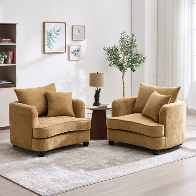 Chaise d'appoint en chenille 28 po avec accoudoirs rembourrés et pieds en bois massif 28 po