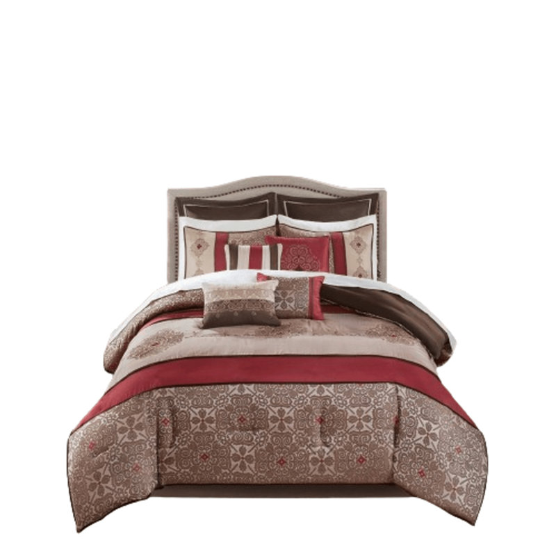 California King Red Microfiber 24-Piece Bedroom Set