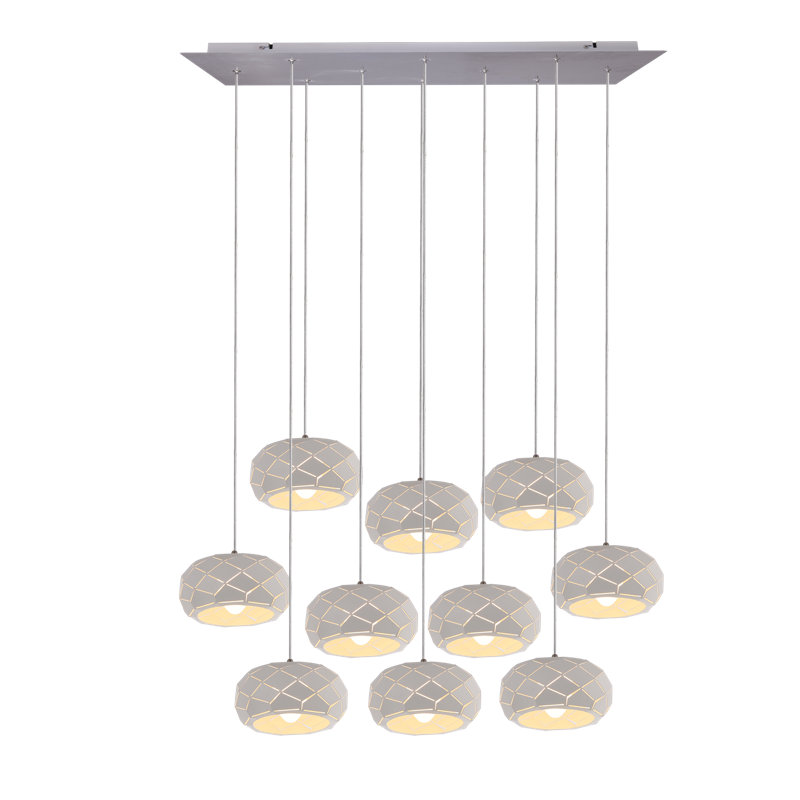 Luminaire suspendu en grappe 10 lumières Bixby, Blanc