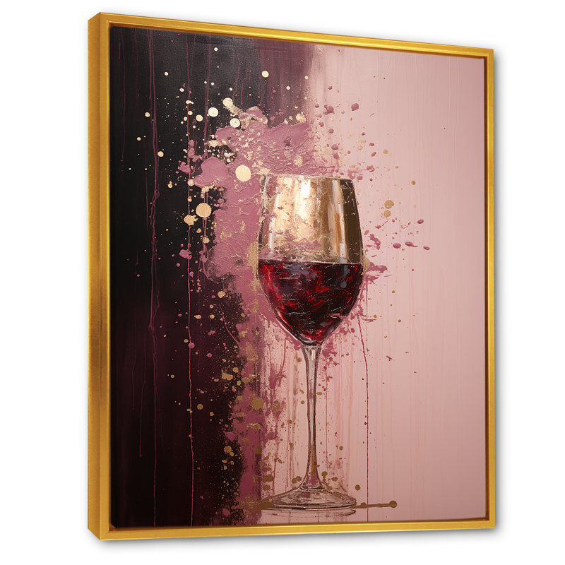 Verre à vin Magic Millesime - impressions sur toile vin et champagne, Cadre flottant doré, H 32 po x l 16 po x P 1 po