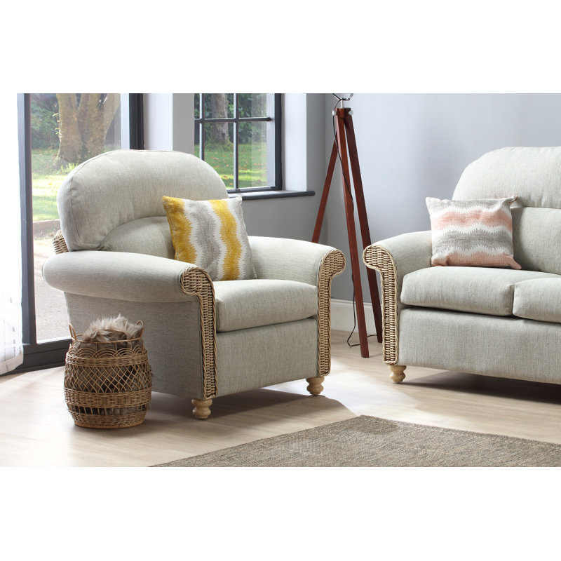 Rosemonde Upholstered Armchair, Pebble, Natural, Polyester