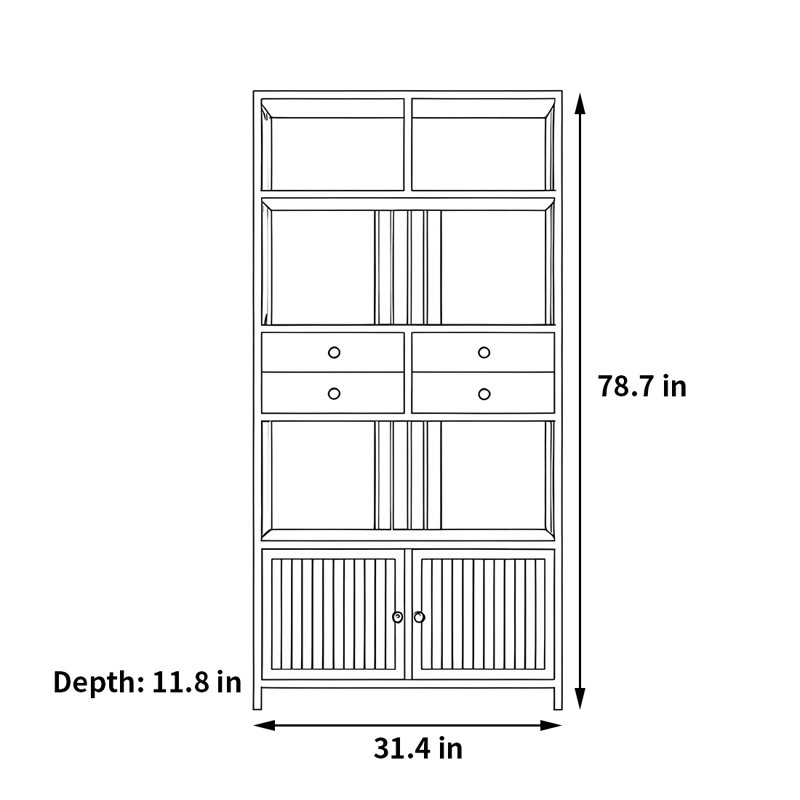 Janitzy, (3 Shelves) 78.7"H x 31.4"W x 11.8"D, Black/White