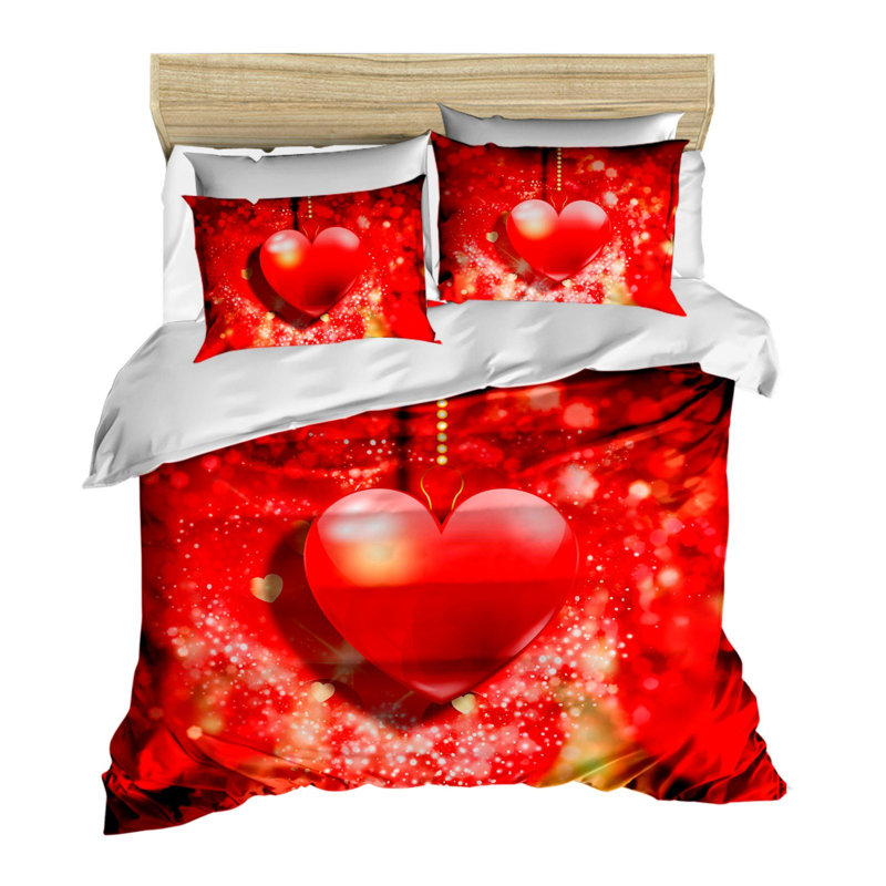 Ensemble de housse de couette, Rouge / Blanc / Jaune, Housse de couette simple + 3 pièces supplémentai