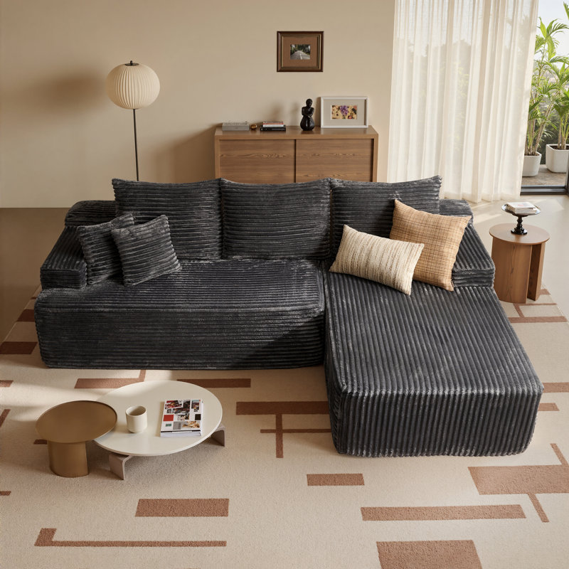 Canapé modulaire rembourré de 96,46 po de largeur avec siège très profond et 2 coussins, pour un salon, une chambre à coucher ou un appartement
