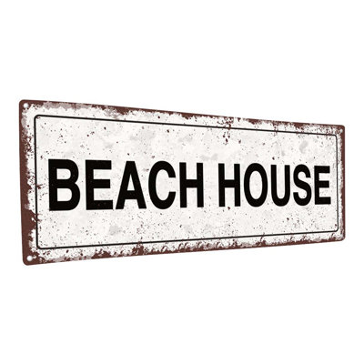 " Beach House Metal Sign " Print