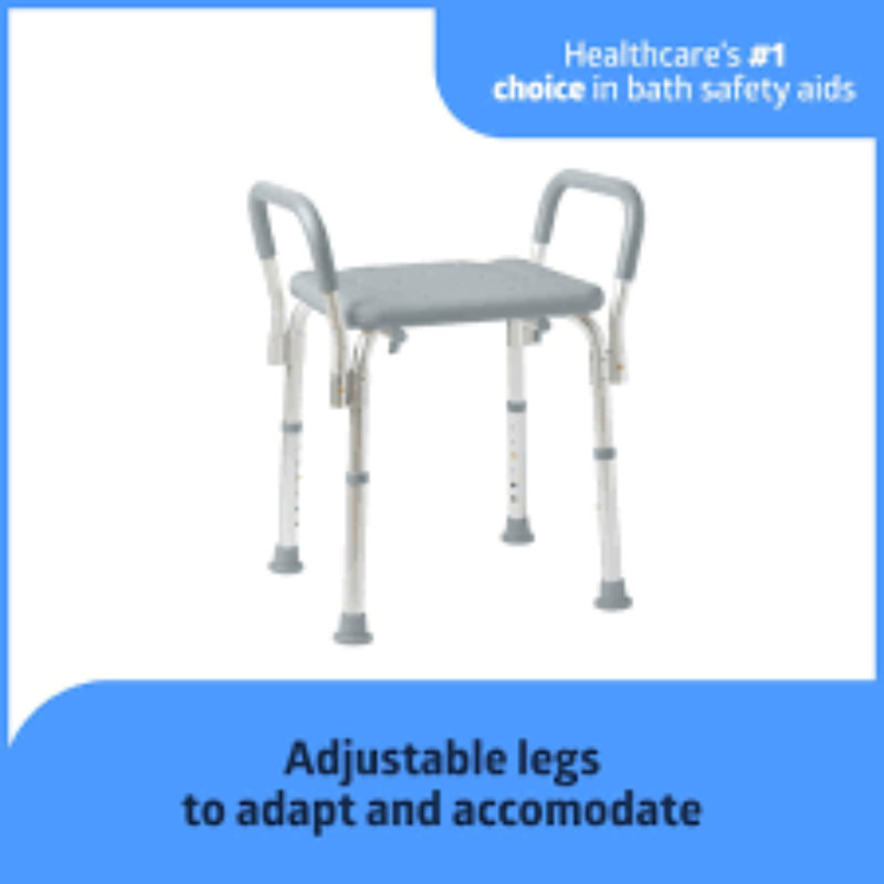 Adjustable Gray Plastic Shower Chair with Arms