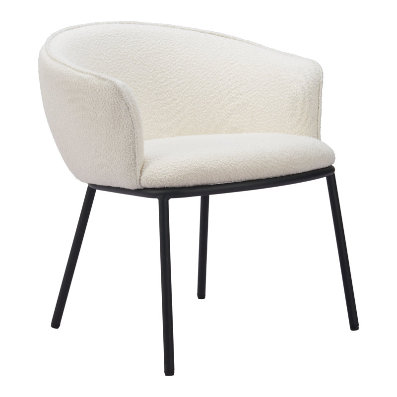Chaise de salle à manger en polyester, Blanc, Noir