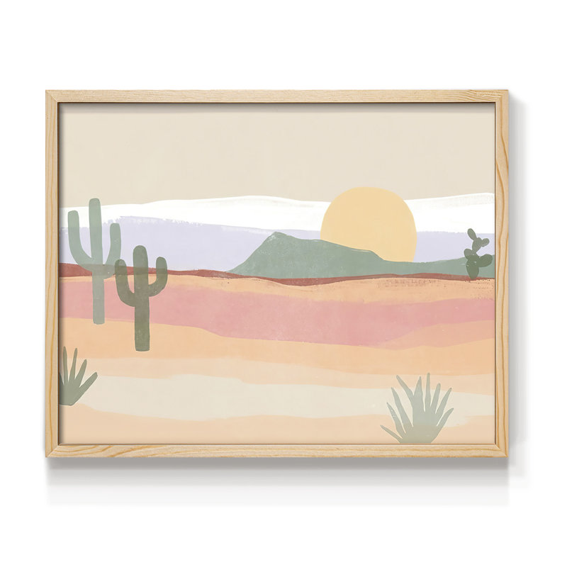 Cactus Plateau I - Reproduction encadrée - Restickable, Naturel, H 11 po x l 14 po