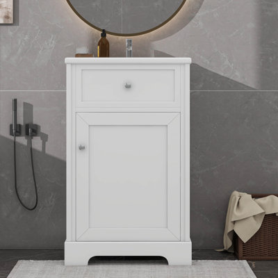 Meuble-lavabo moderne de 20 pouces avec lavabo en céramique et tablette réglable