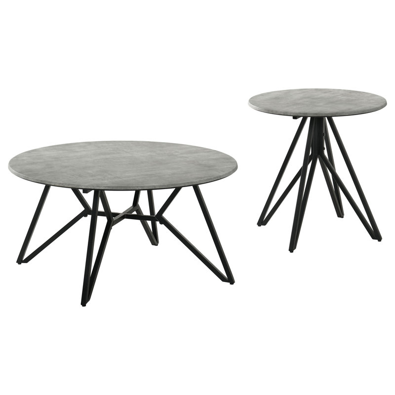 Ensemble de table basse et de table d'appoint Garfield en ciment 2 pièces (seulement avec la table)