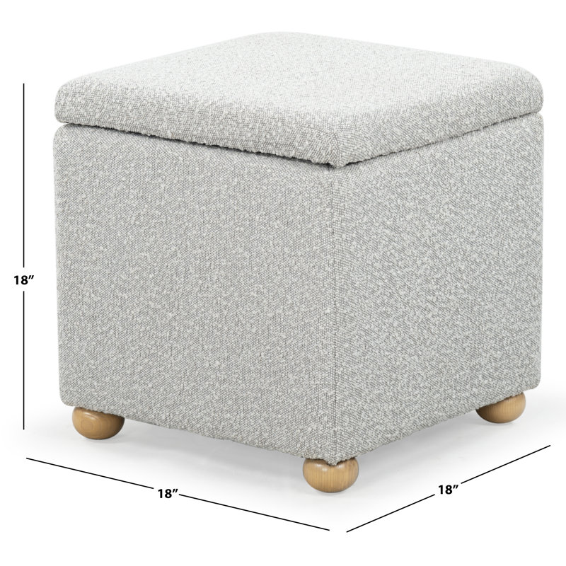Becka Square Boucle Storage Ottoman, Gray Boucle