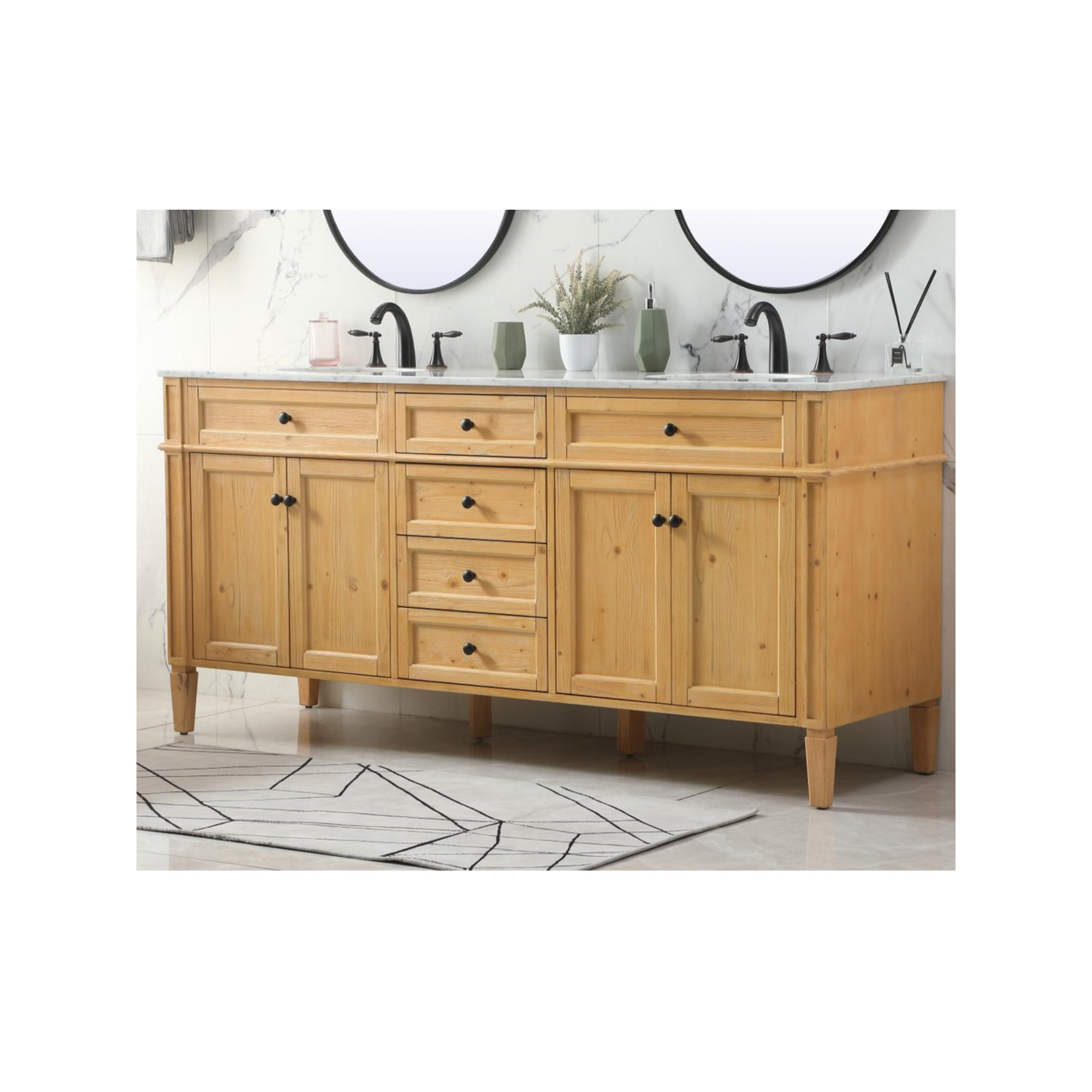 Rivers 72'' Double Bathroom Vanity, Natural