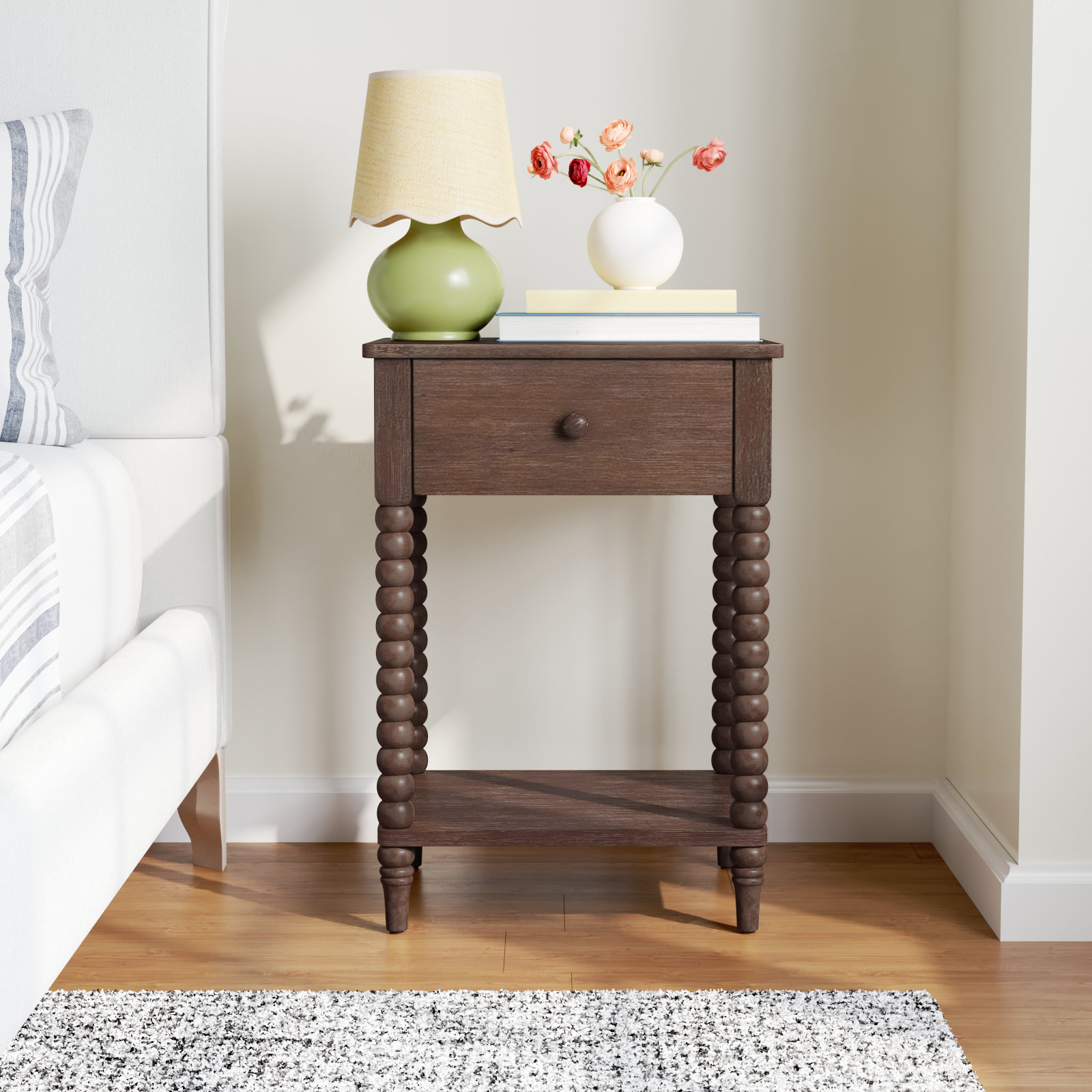 Benbrook 1-Drawer Mahogany Nightstand, Antique Coffee