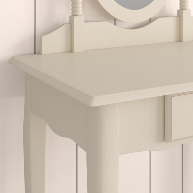 Ensemble coiffeuse avec miroir Ogden, Blanc