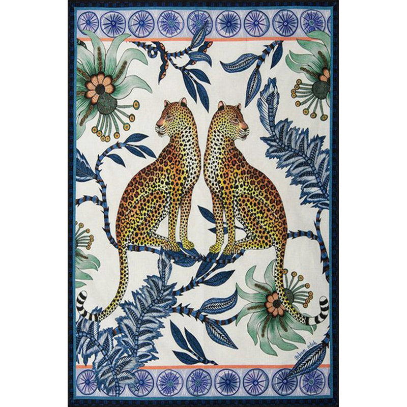 Tapis décoratif floral moderne à motif de guépard, Rectangle 4 pi 8 po x 6 pi 7 po