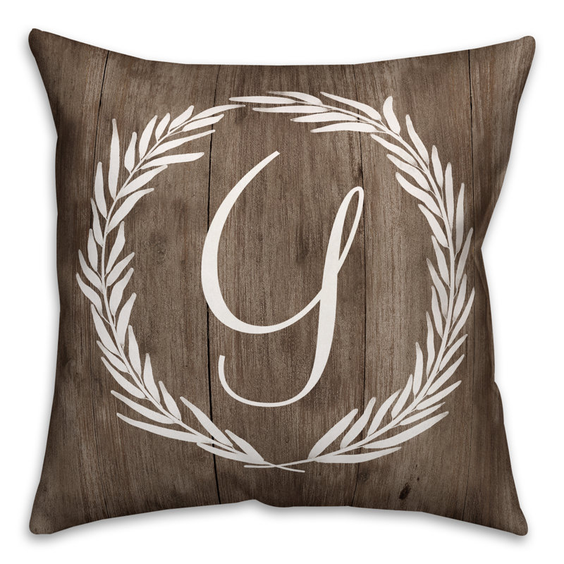  Wreath Initial Throw Pillow, Y